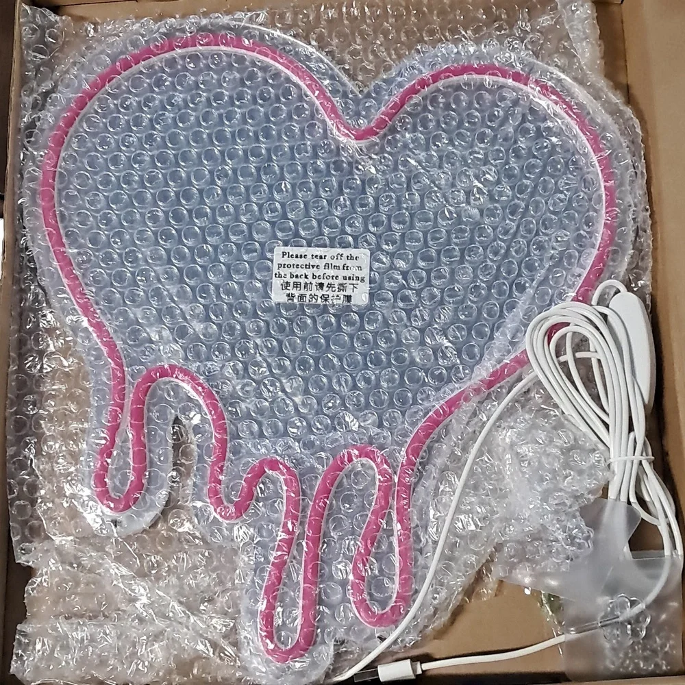 NWT Neon Pink Dripping Heart Neon Dimmable Light